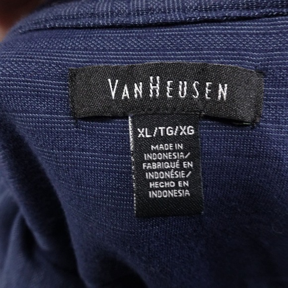 VAN HEUSEN SHORT SLEEVE BLUE STRIPED POLO SHIRT MENS SZ XL - Picture 5 of 6